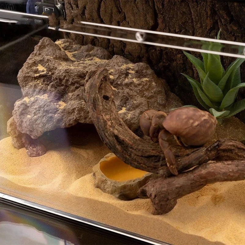 Reptile Rock Hide Cave Resin Turtle Basking Platform Shelter for Lizard hideout Reptile bearded dragon Amphibian Terrarium