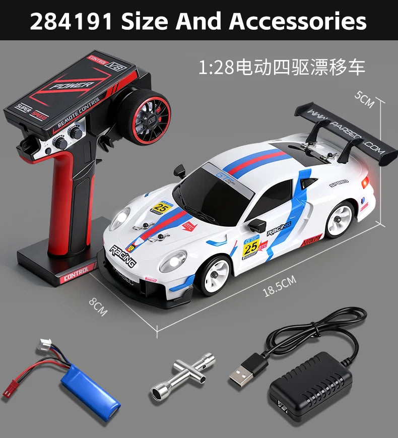 WLtoys 284019-A 284191 1:28 2.4G RC Car With LED Lights 4WD Gyro 30KM/H Remote Control Car Off-Road Drift Vehicle Toys For Kid