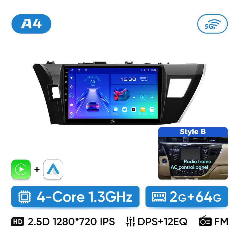 Ainavi Car Multimedia Player For Toyota Corolla 11 2012 2013 2014 2015 2016 E170 E180 wireless Carplay Android Auto 4G Wifi 2din
