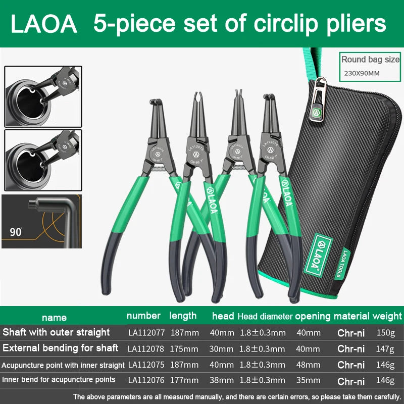 LAOA 7 inch Internal External Pliers Retaining Clips Portable Multifunctional Snap Ring Circlip Pliers For Hand Tool