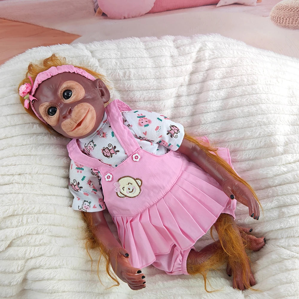55CM Realistic Monkey Reborn Doll Soft Cloth Body Boy Girl Toddler Companion Playing House Toy Christmas New Year Gift