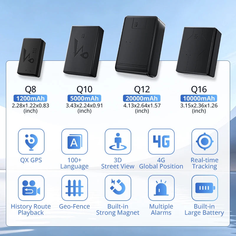 4G GPS Tracker Car 10000/20000mAh Vehicle GPS Locator Real-time GPS Tracking Device Long Standby Vibration Alarm Location APP