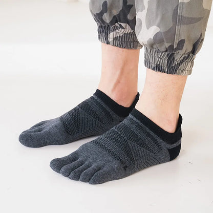 5 Pairs/lot Man Sport 5 Finger Socks Cotton Solid Sweat-Absorbing Breathable Shallow Mouth Fitness Travel Ankle Boat Toe Socks