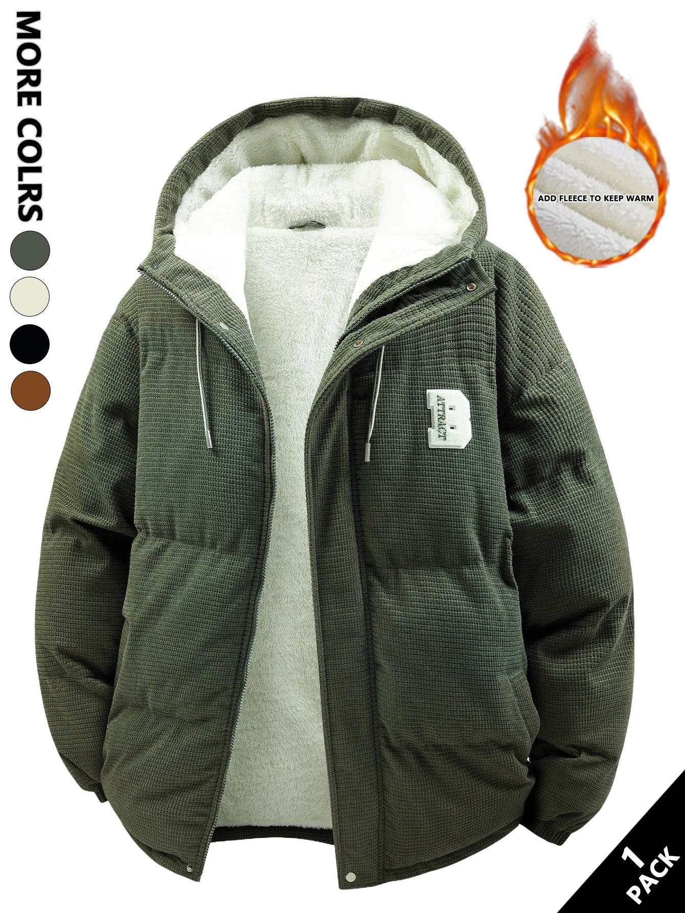 Men's Hooded Cotton Jacket Is Light and Warm Without Being Bulky. the Hood Adds Practicality and Is Suitable for Outdoor Light Activities, Warm-Up Exercises, Layering in Autumn and Winter, Daily Shopping, Friend Gatherings, a