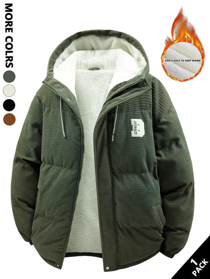 Men's Hooded Cotton Jacket Is Light and Warm Without Being Bulky. the Hood Adds Practicality and Is Suitable for Outdoor Light Activities, Warm-Up Exercises, Layering in Autumn and Winter, Daily Shopping, Friend Gatherings, a
