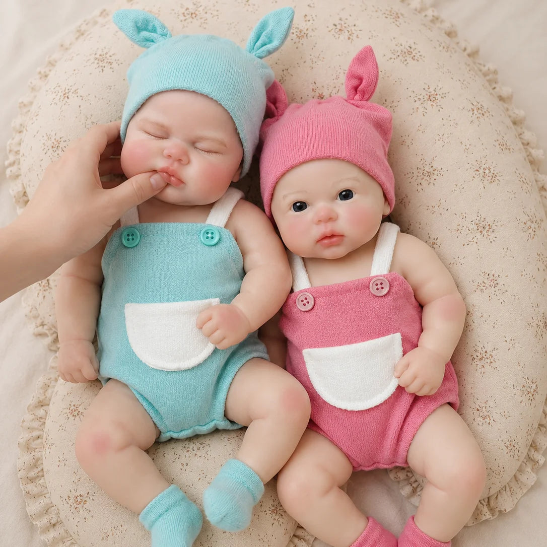 12 Inch Cuddly Open Mouth bebê reborn de silicone sólido Girl & Boy Doll With Painted Skin Soft & Flexible Newborn  Doll