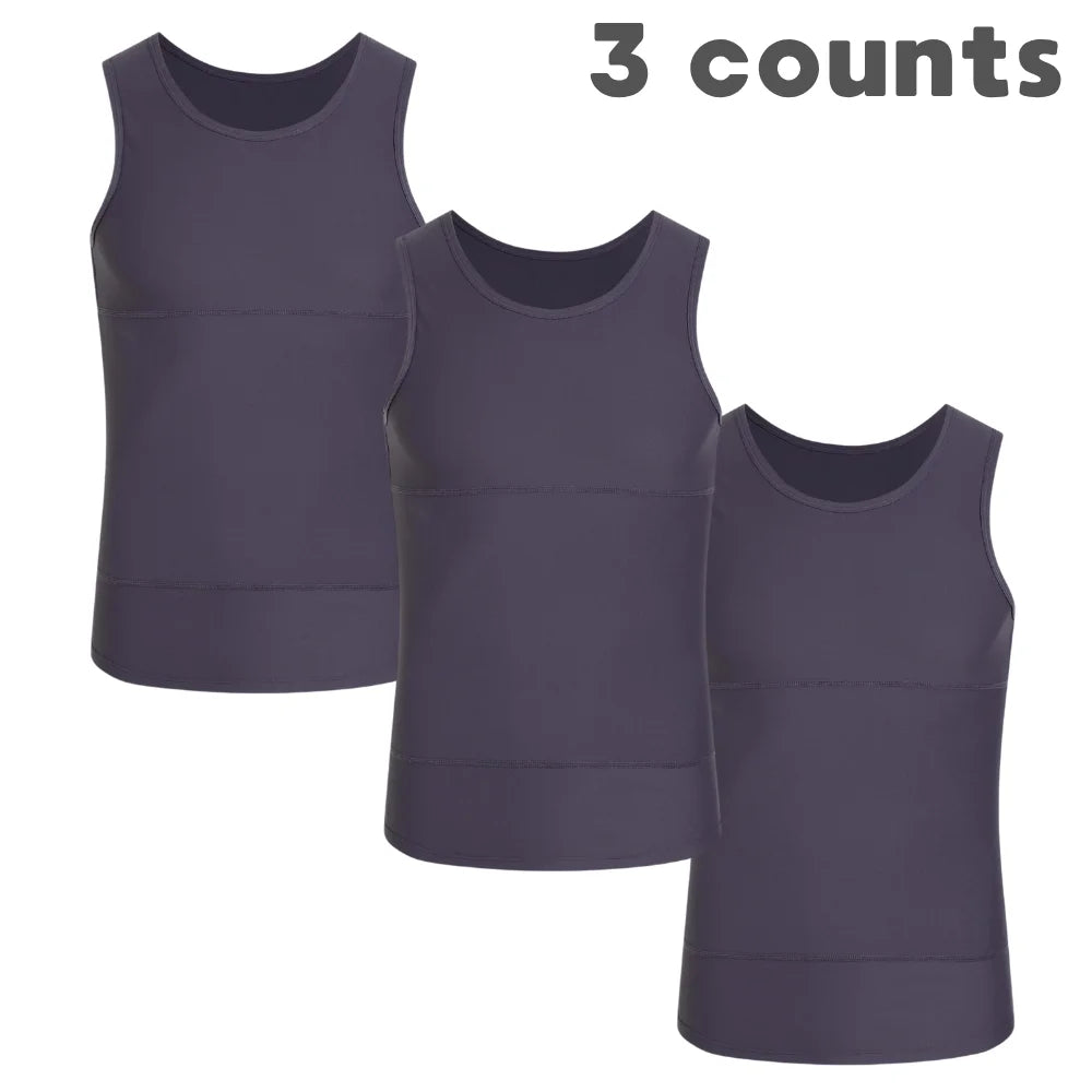 3 pieces of men's shapewear, shark skin vest, bottom layer sports slimming compression sweatshirt vest, abdominal control slimmi