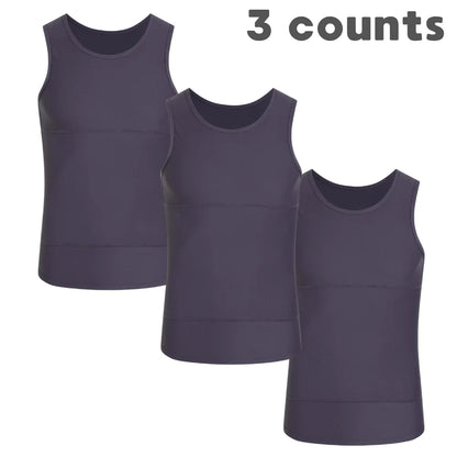 3 pieces of men's shapewear, shark skin vest, bottom layer sports slimming compression sweatshirt vest, abdominal control slimmi