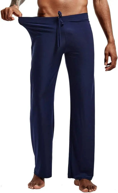 Men's Ice Silk Casual Pants Summer Drawstring Loose Fit Breathable Yoga Trousers Men's Lightweight Lounge Wide Leg Pants