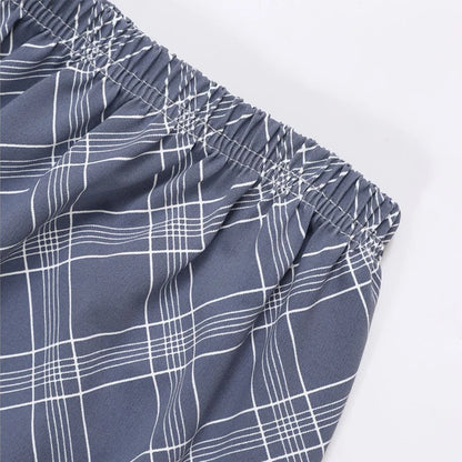Men's Pajamas Spring Fall and Winter Plaid Printed Long-Sleeved Casual Home Wear Sleepwear 2 Piece Set Big Size Soft Loungewear