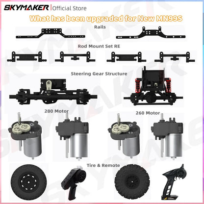New MN99S V2 1:12 Scale MN Model RTR RC Car 2.4G 4WD RC Rock Crawler MN98 MN99 Defender Pickup Remote Control Truck Toys