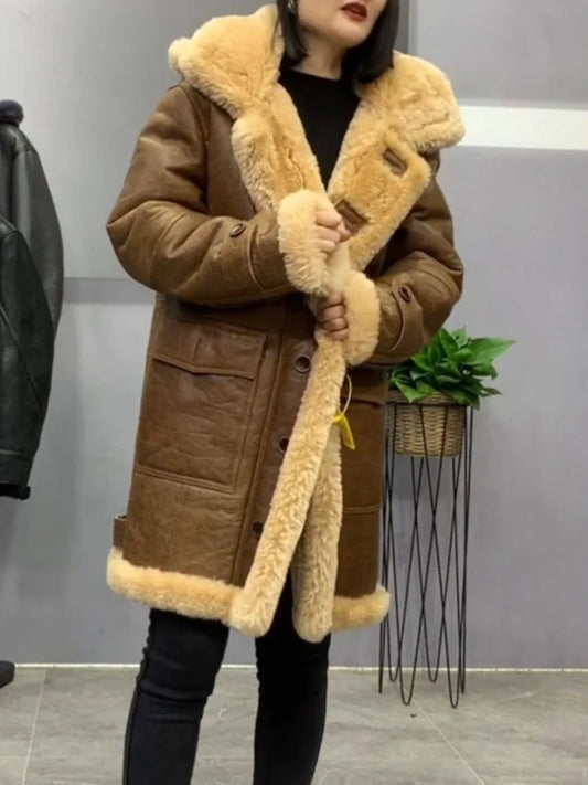 New Arrival Men and Women Winter Warm Coat Genuine Sheepskin Shearling Jacket Real Leather Jacket 100% Wool Liner Hooded XXXXXXL