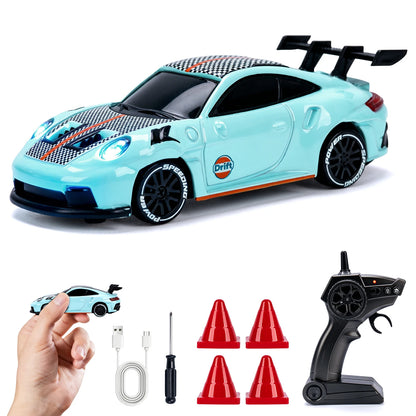 1/64 High Speed Drift RC Car with Light 2.4G 4WD Remote Control Car Mini Racing Model Cars Desktop Full Proportion Cars Gifts