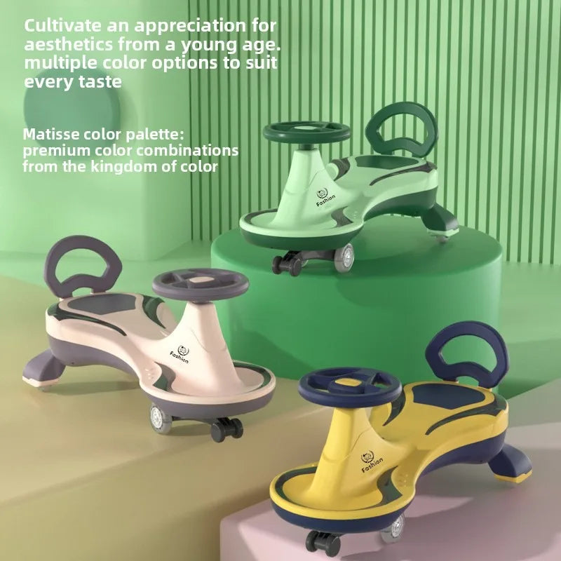 Silent Twist Car Ride Toy Omnidirectional Wheels Anti Tip Swivel Baby Adult Friendly Anti-rollover Children's Wiggle Car