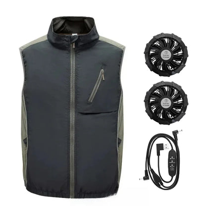 Summer USB Refrigeration Air Conditioning Clothes Men's Outdoor Cooling Fishing Vest Outdoor High-temperature Resistant Workwear