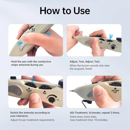 Electronic Acupuncture Pen Meridian Pen Find Acupoints Automatically with 3 Massage Heads Rechargeable