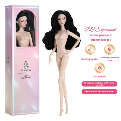 New 32cm 2nd Gen Supermodel Doll Nylon Hair Fashion Freckle Make-up 14 Joints Fair/dark Skin 1/6 Female Doll Collectible Gifts