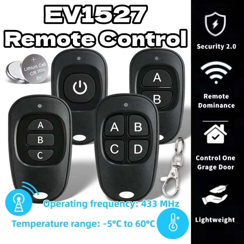 433MHz Remote Control Learn Remote Control Learning code 1527 EV1527 For Gate garage door controller Alarm RF 433mhz Receiver