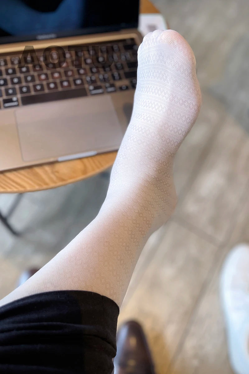 Nylon Socks Fine Dress Socks Short Socks Daily Diamond Shape Patterned Jacquard Socks Soft