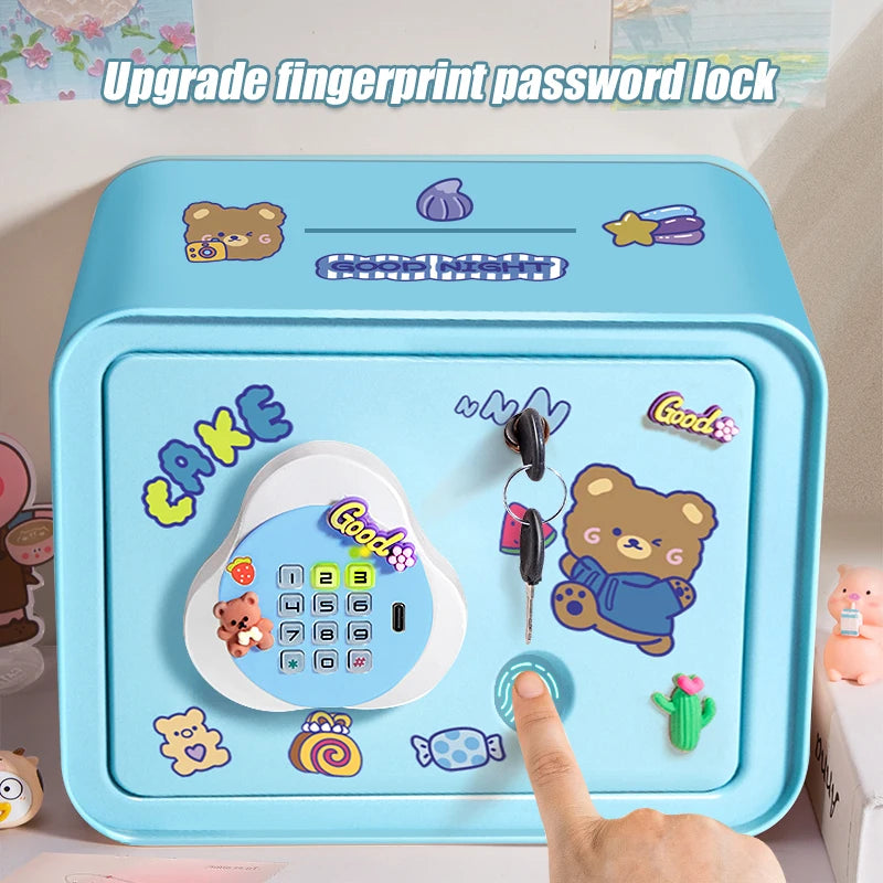 Children's Mini Fingerprint Piggy Bank Toys DIY Password Unlock Money Box Kids Savings Bank With Music Key Toy For 3 Yeas Gifts