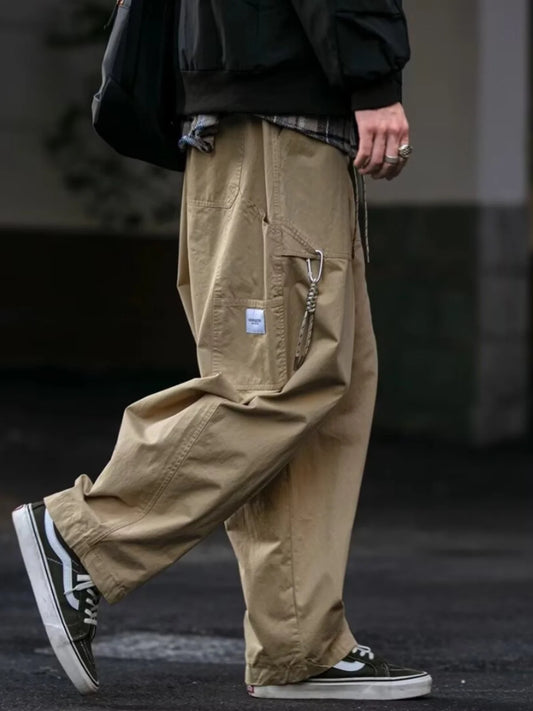 Spring Autumn Cityboy Functional Paratrooper Pants Men Loose Versatile Straight Casual Outdoor Waterproof Workwear Trousers