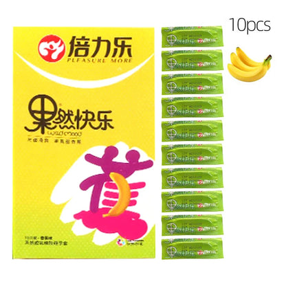 10pcs Fruit Flavor Ultra Thin Condoms Adults Toys For Men 18+ Extra Lubricated Penis Sleeve Male Delay Enhancement Sex Products