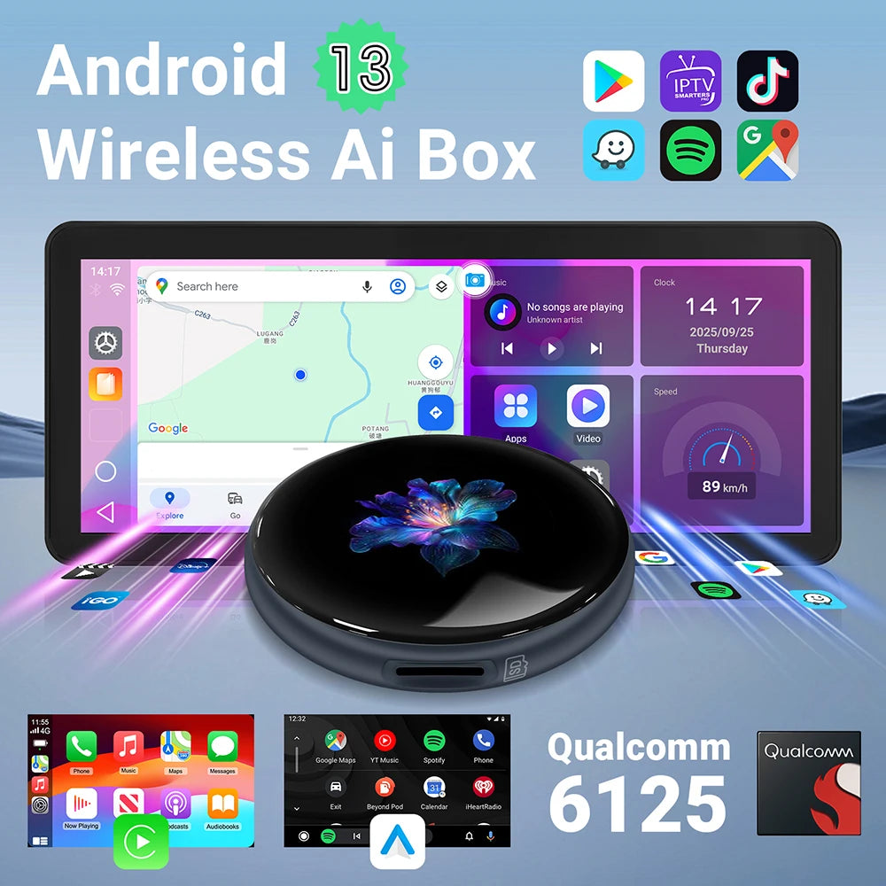 LEXXSON Ai Box 4+64GB Wireless Carplay Adapter Android 13 Netflix Youtube IPTV Video Box For Cars With Wireless or Wired Carplay