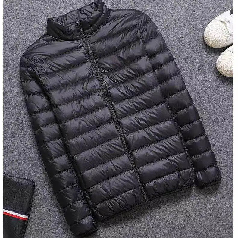 Lightweight Casual Hooded down Jacket Short Pure Color Men's Cotton Coat Warm Stylish Slim Fit Regular Length Spring Season