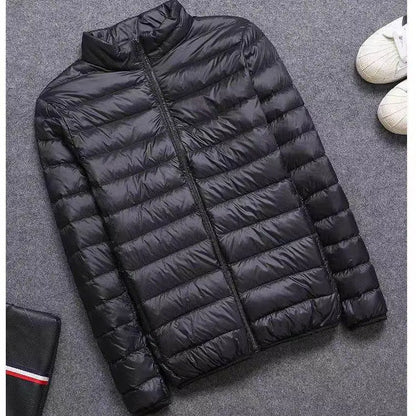 Lightweight Casual Hooded down Jacket Short Pure Color Men's Cotton Coat Warm Stylish Slim Fit Regular Length Spring Season