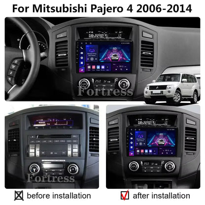 Android 16 QLED Car Radio For Mitsubishi Pajero 4 V80 V90 2006-2024 Autoradio Multimedia Player GPS For Carplay Android Auto bt