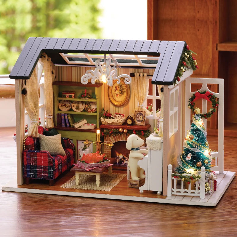 Mini Wooden Holiday Times Doll House Model Building Kits Toy Home Kit Creative Room Bedroom Decoration Furniture For Gifts