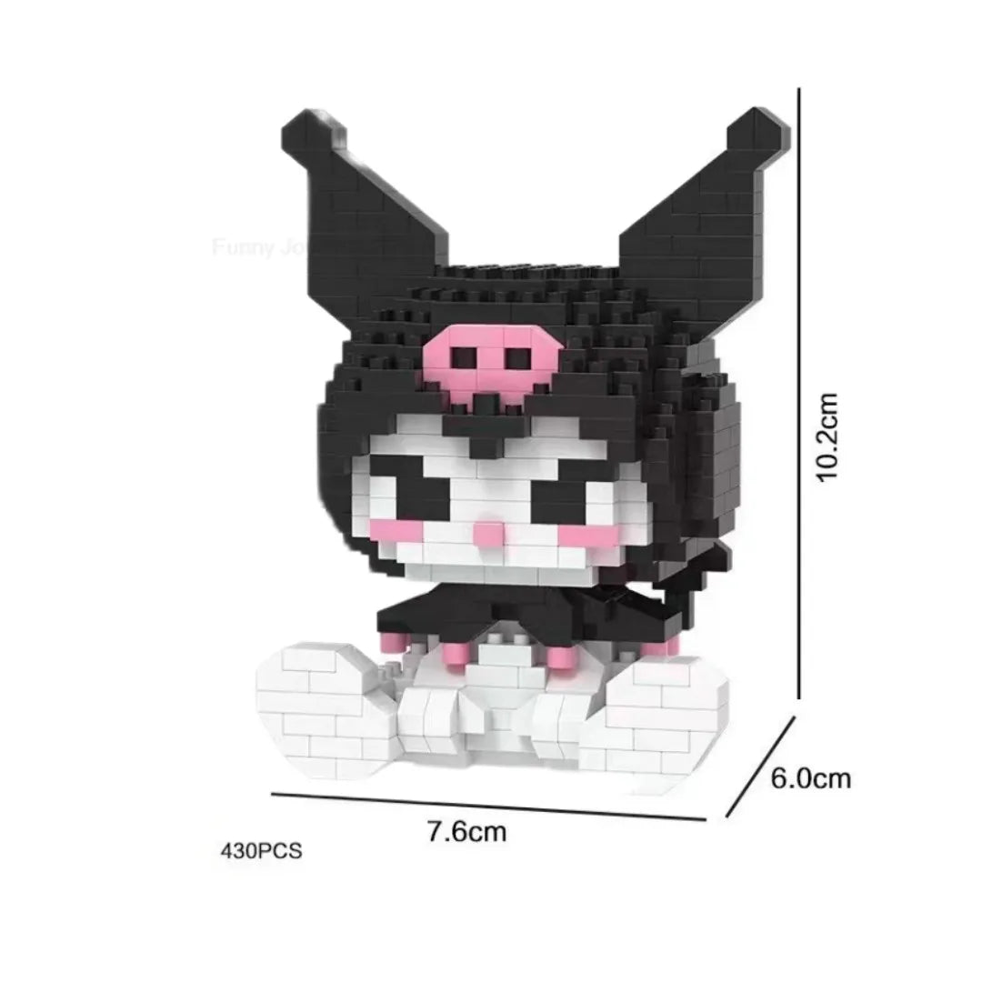 Cartoon Anime Hello Kitty Panda Refrigerator Magnet Blocks Kuromi My Melody Cinnamoroll Building Blocks Toy Kids Birthday Gift