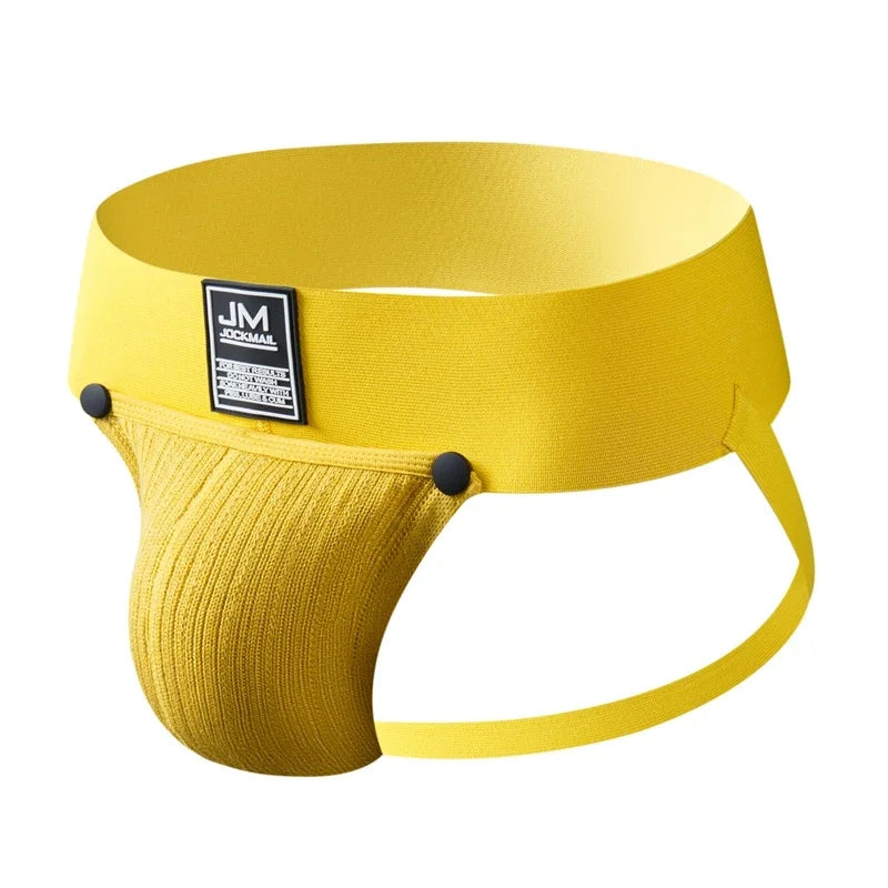 JOCKMAIL Athletics Jockstrap Men Underwear Man Thongs G Strings Cuecas Slip Removable Pouch Tanga Hombre Breathable 3" Wide Belt