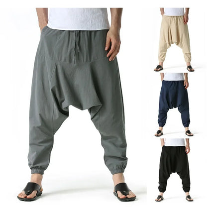 New Men Harem Pants Sweatwear Baggy Casual Yoga Loose Cotton Sport Jogging Pants Cross Pants for Men Japanese Streetwear