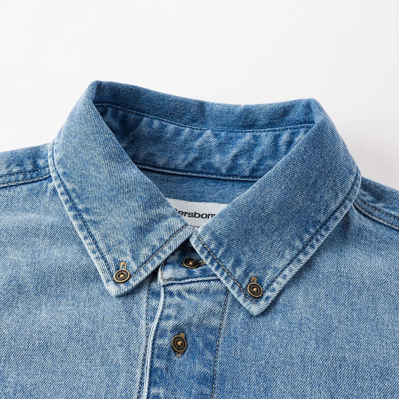 Metersbonwe Men's 2026 Spring Loose Lapel Long Sleeves Shirt Comfort Vintage Denim Light Blue Jacket Classic Casual Fashion Top