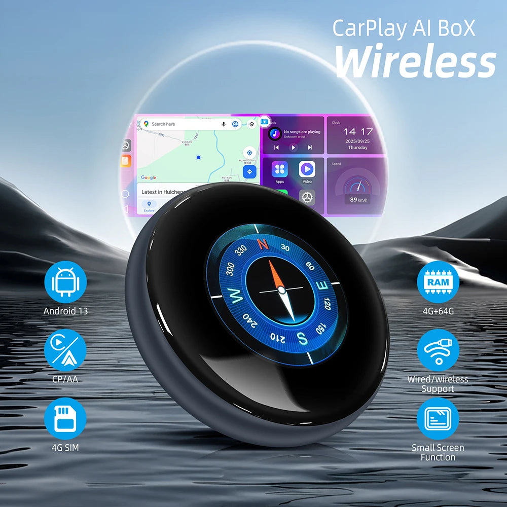 LEXXSON Ai Box 4+64GB Wireless Carplay Adapter Android 13 Netflix Youtube IPTV Video Box For Cars With Wireless or Wired Carplay