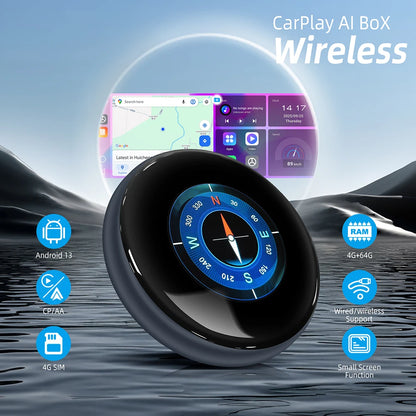 LEXXSON Ai Box 4+64GB Wireless Carplay Adapter Android 13 Netflix Youtube IPTV Video Box For Cars With Wireless or Wired Carplay