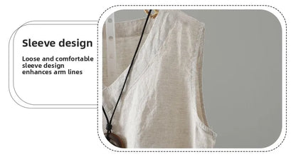 Slimming Pure Color Cotton Linen Lightweight Sleeveless round Neck Inner Wear Large Size Women's Fashionable Versatile Top