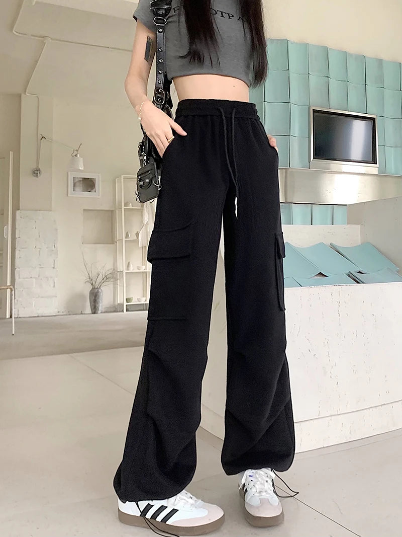 American Drawstring Design Cargo Pants Women Fashion Hip-hop Streetwear Woman Trousers New 2024 Summer All-match Cargo Pants