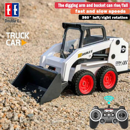 Double E E594 1:14 Remote Control Slip Loader Toy Car RC Truck Engineering Vehicle Skid Steer Excavators Toys for Boys Gifts