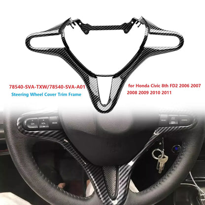 Carbon Fiber Style Steering Wheel Cover Panel Trim 78540-SVA-A01 For Honda Civic 8Th FD2 2006 2007 2008 2009 2010 2011