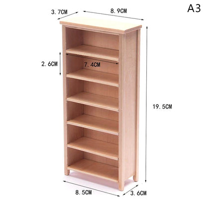 1Pcs Dollhouse Miniature furniture Bookcase Display Shelf Modern Style Wood Bookcase Doll House Toys