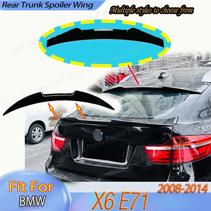 For BMW X6 E71 2008-2014 Rear Trunk Spoiler Wing Airfoil Shark Fin Rear Boot Lip Ducktail Drift Reduce Lift Body Kit Tuning Trim