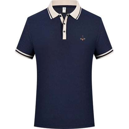100% pure cotton high-end brand men's short sleeve polo shirt 2026 summer luxury fashion bee embroidery golf top casual T-shirt