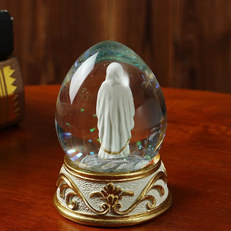 Resin Crafts Acrylic Crystal Ball Our Lady Pray Christmas Glass Home Car Decoration Easter Eggs