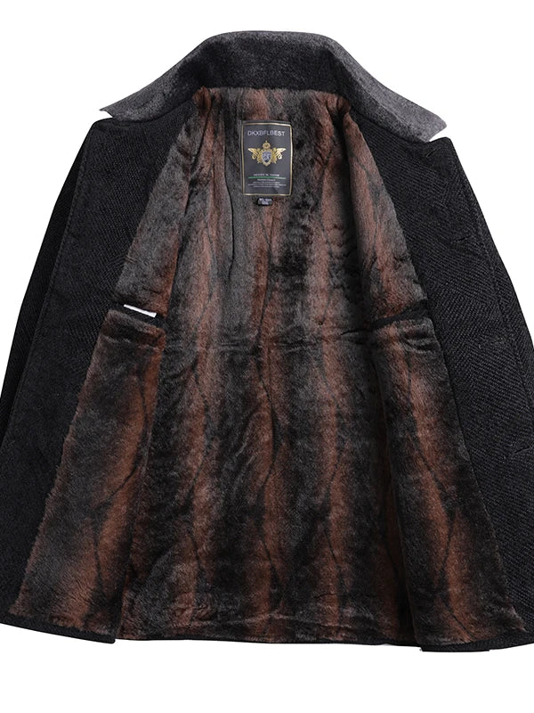 Thickened Fleece Cotton Jacket for Middle-Aged And Elderly Men Winter Outerwear Warm Fashionable Business Casual Style Long S...