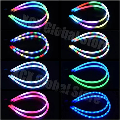 Symphony DRL Car LED Daytime Running Light APP Control Flexible RGB Flowing Turn Signal Strip Headlight Decorative Lamp 12V 24V