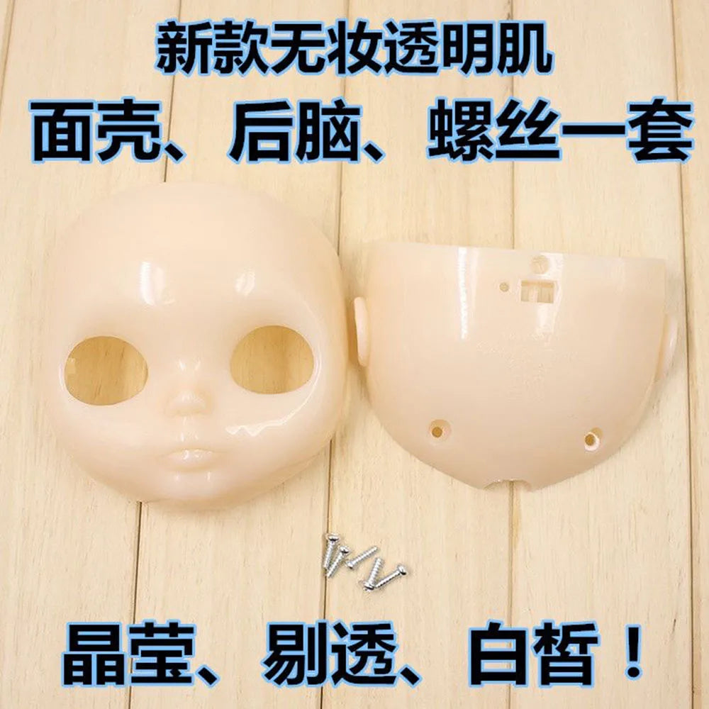 1/6 DBS Blyth Doll Face Without Makeup Faceplate Backplate Screws for DIY Makeup Newbie Practice Custom Doll Toys Accessories