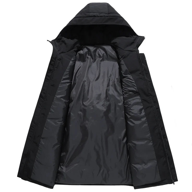 Down Jackets Men Winter Fashion Thick Warm Long Parkas Casual Fur Collar White Duck Down Coats Windproof Hooded Jackets Overcoat