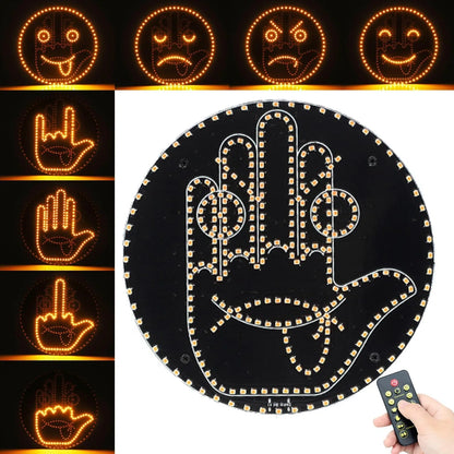 Finger Gesture Light, Funny Led Hand Sign with Remote,with Multiple Light and Pattern Modes, Easy to Use, Ideal for Car, Truck Gifts (One Color Round 8 Modes（1Pcs）)